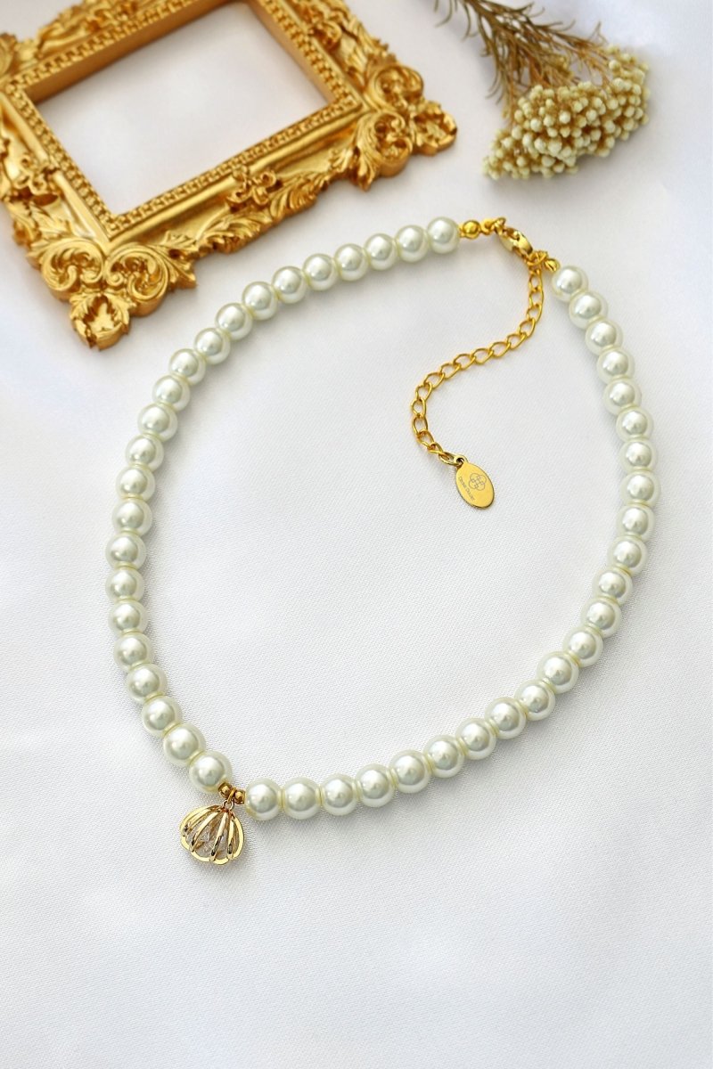 24K Seashell Czech Pearls Choker - Wow Store