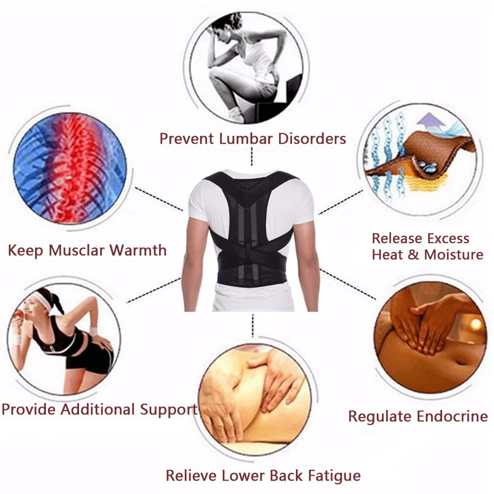 Adjustable Posture Corrector Low Back Support Shoulder Brace Belt For - Wow Store