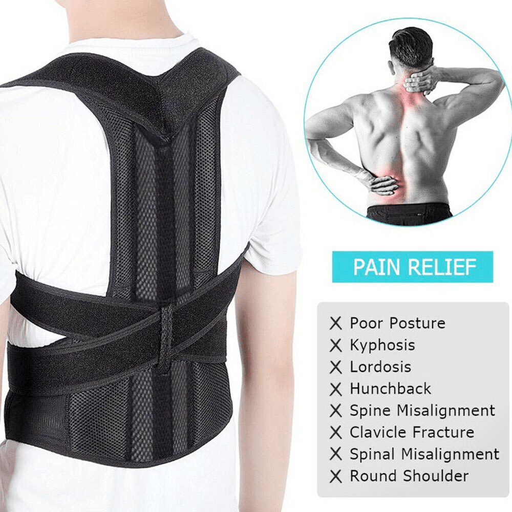 Adjustable Posture Corrector Low Back Support Shoulder Brace Belt For - Wow Store