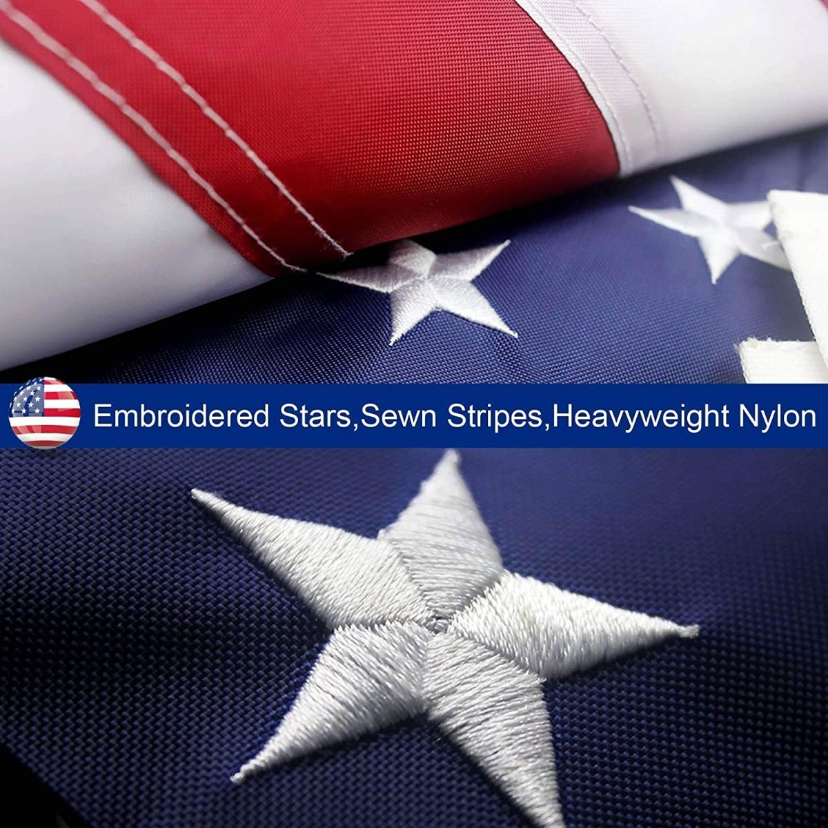 American Flag Outdoor Heavy Duty Embroidered Stars USA Flag - Wow Store