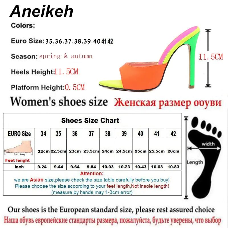 Aneikeh 2023 Orange Sandals Mules High Heels - Wow Store - Wow Store