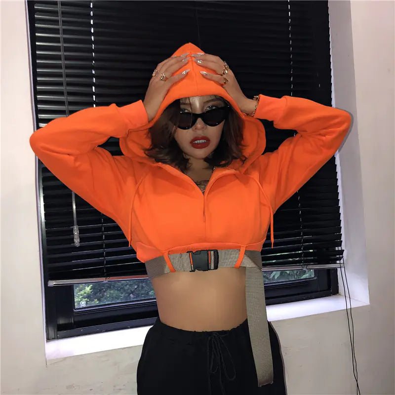 Autumn Women's Hoodie with Zipper and Hood - Orange - Wow Store - Wow Store