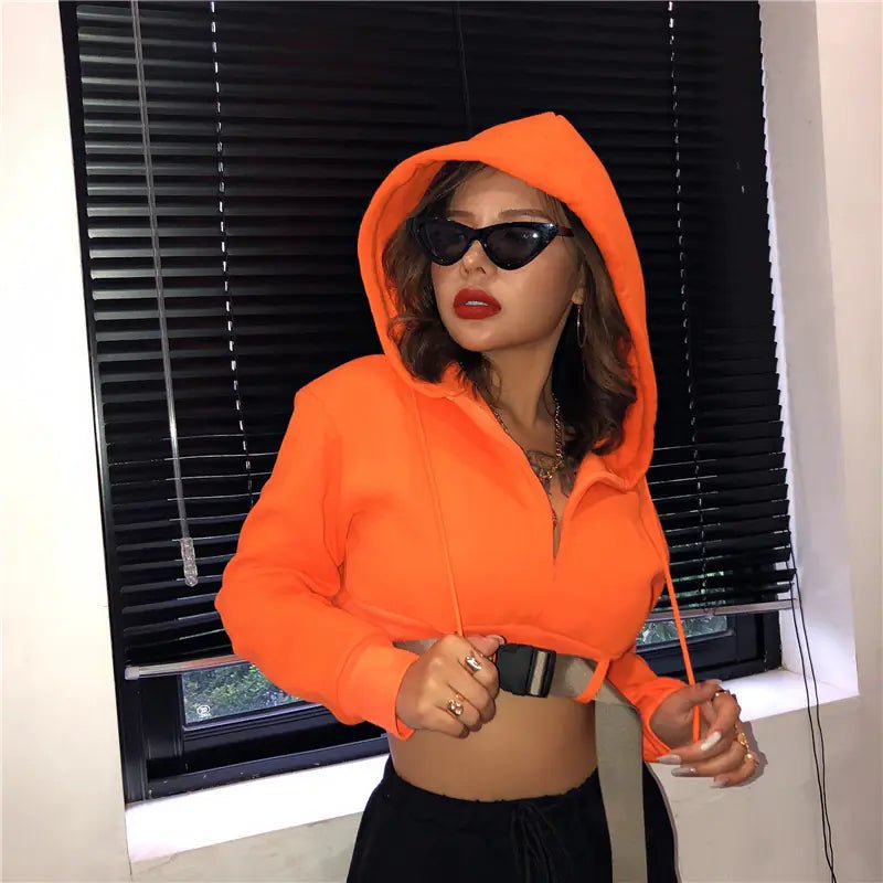 Autumn Women's Hoodie with Zipper and Hood - Orange - Wow Store - Wow Store