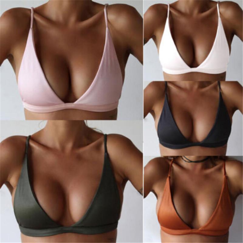 Bikini Tops Sexy Women Swimsuit Top Solid Color Swimwear Bra Bathing - Wow Store