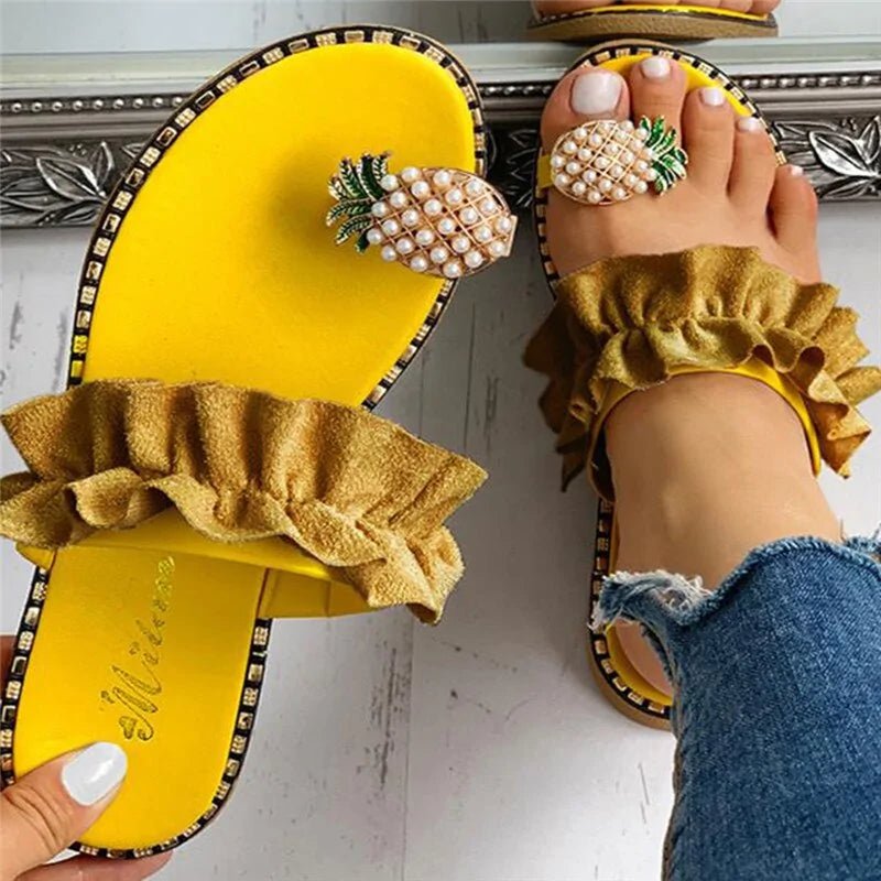 Bohemian Pineapple Pearl Flat Sandals | Wow Store - Wow Store