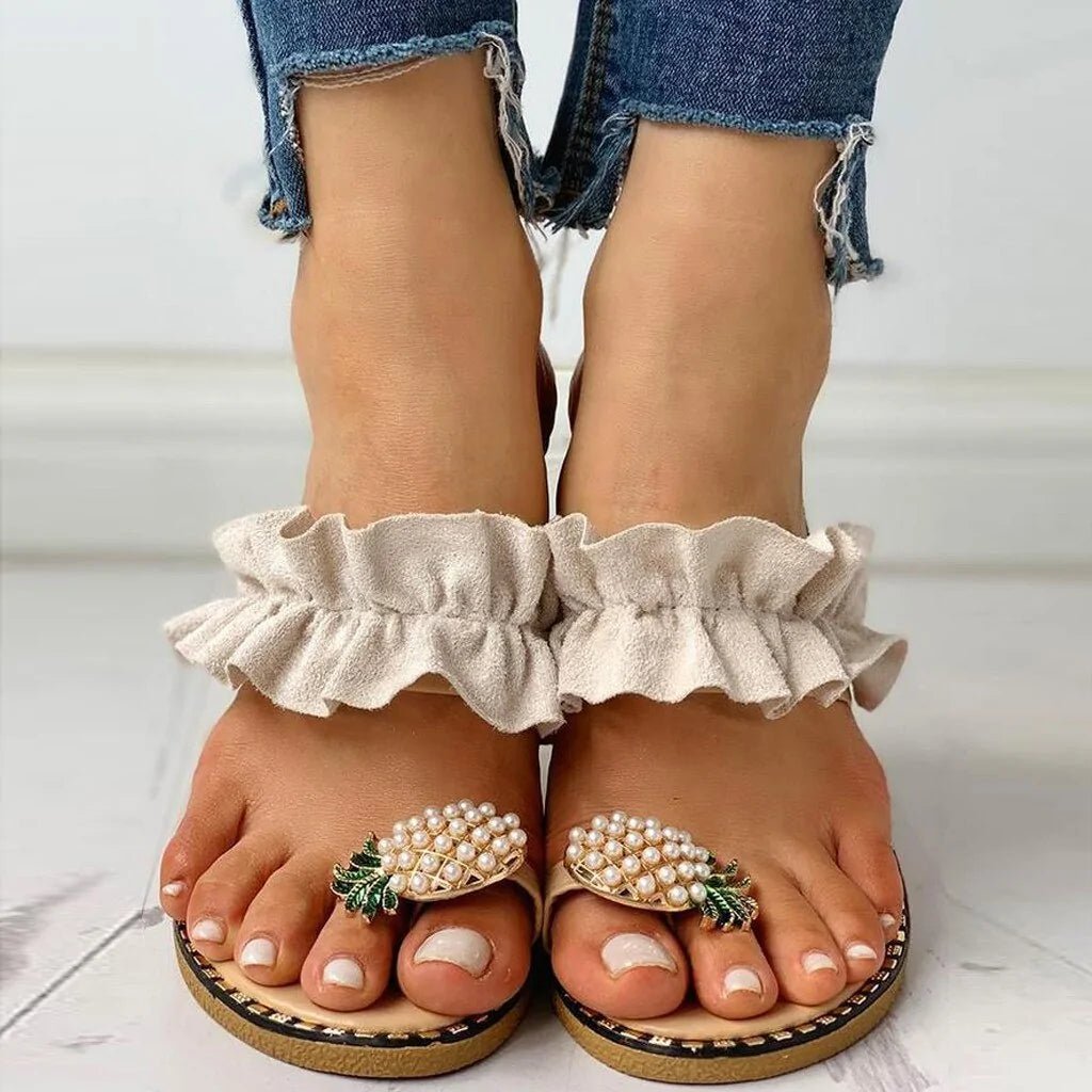 Bohemian Pineapple Pearl Flat Sandals | Wow Store - Wow Store