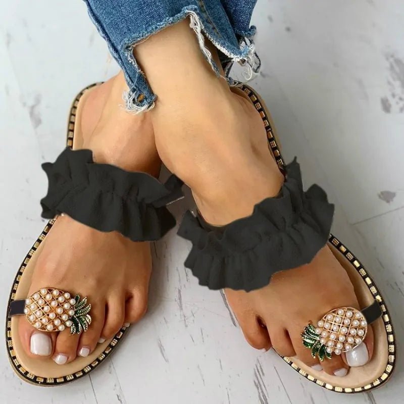 Bohemian Pineapple Pearl Flat Sandals | Wow Store - Wow Store