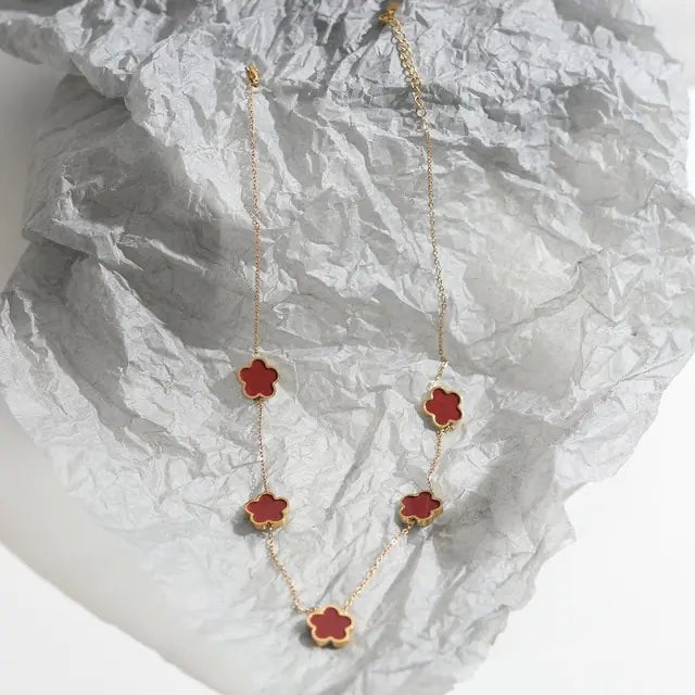 CARLIDANA Colorful Five Leaf Flower Pendant Necklace - Wow Store