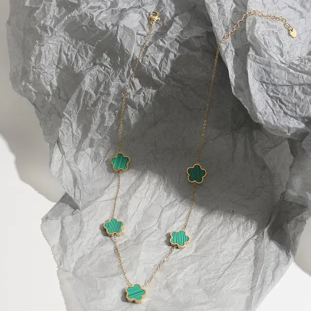 CARLIDANA Colorful Five Leaf Flower Pendant Necklace - Wow Store