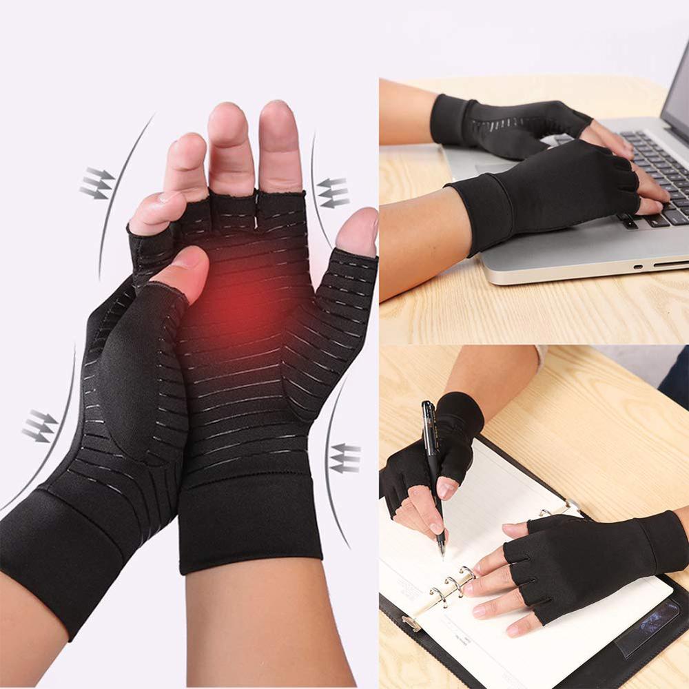 Compression Arthritis Glove Unisex Joint Pain Relief Half Finger Brace - Wow Store