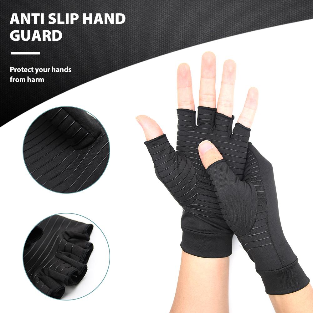 Compression Arthritis Glove Unisex Joint Pain Relief Half Finger Brace - Wow Store