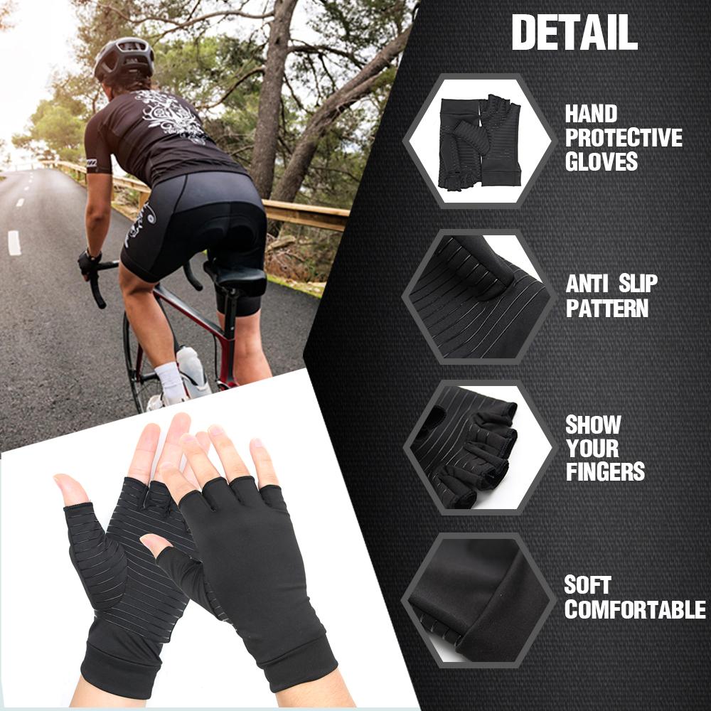 Compression Arthritis Glove Unisex Joint Pain Relief Half Finger Brace - Wow Store