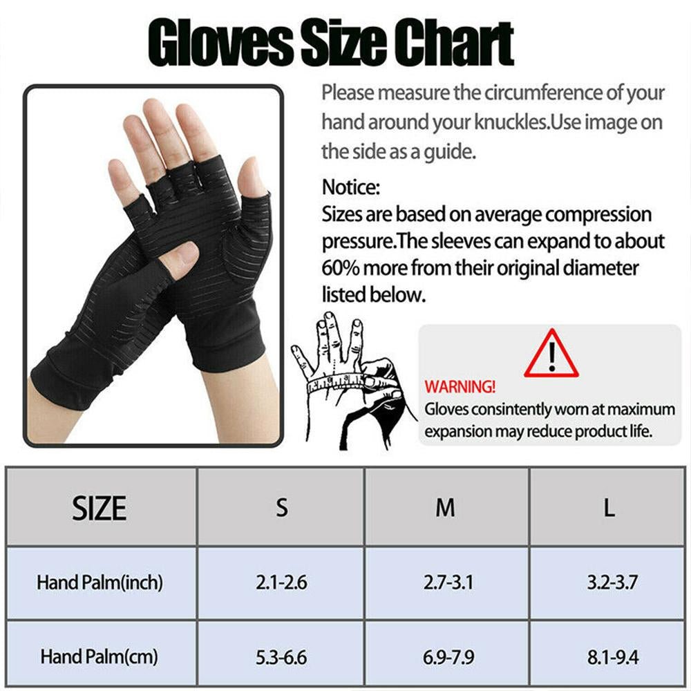 Compression Arthritis Glove Unisex Joint Pain Relief Half Finger Brace - Wow Store