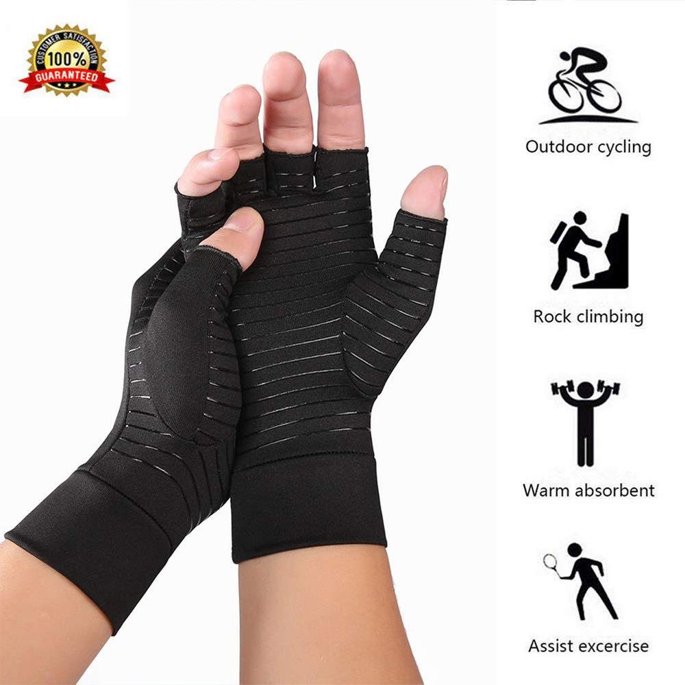 Compression Arthritis Glove Unisex Joint Pain Relief Half Finger Brace - Wow Store
