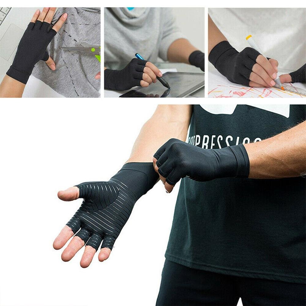 Compression Arthritis Glove Unisex Joint Pain Relief Half Finger Brace - Wow Store