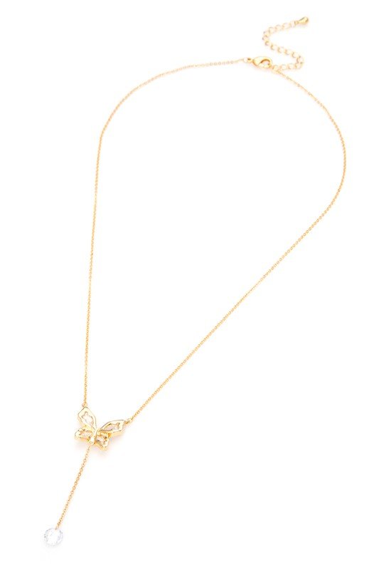 Cubic Zirconia Dorp Butterfly Pendant Necklace - Wow Store