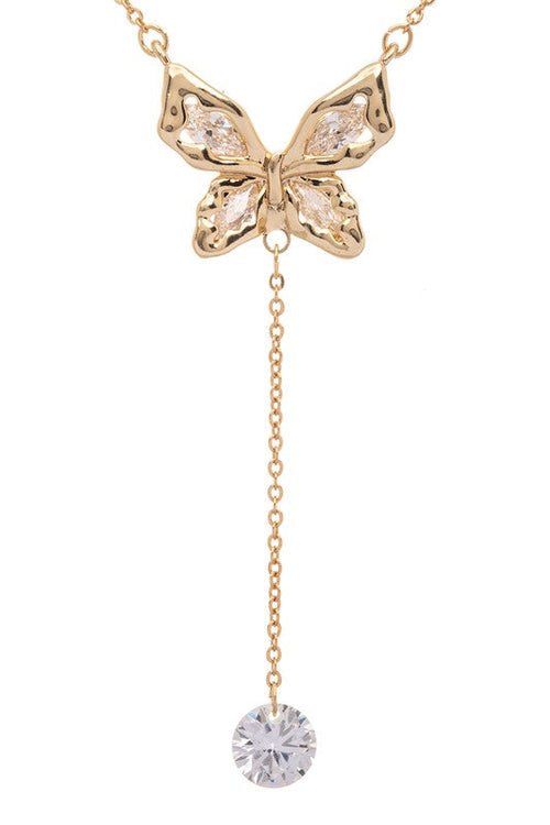 Cubic Zirconia Dorp Butterfly Pendant Necklace - Wow Store