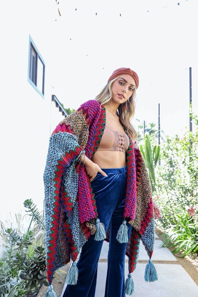 Cuddle Season Crochet Patterned Ruana - Wow Store