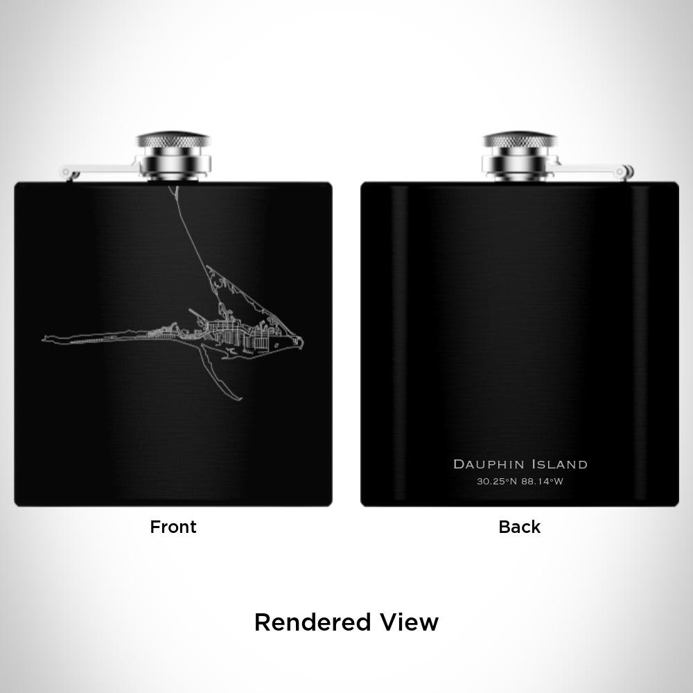 Dauphin Island - Alabama Map Hip Flask in Matte Black - Wow Store