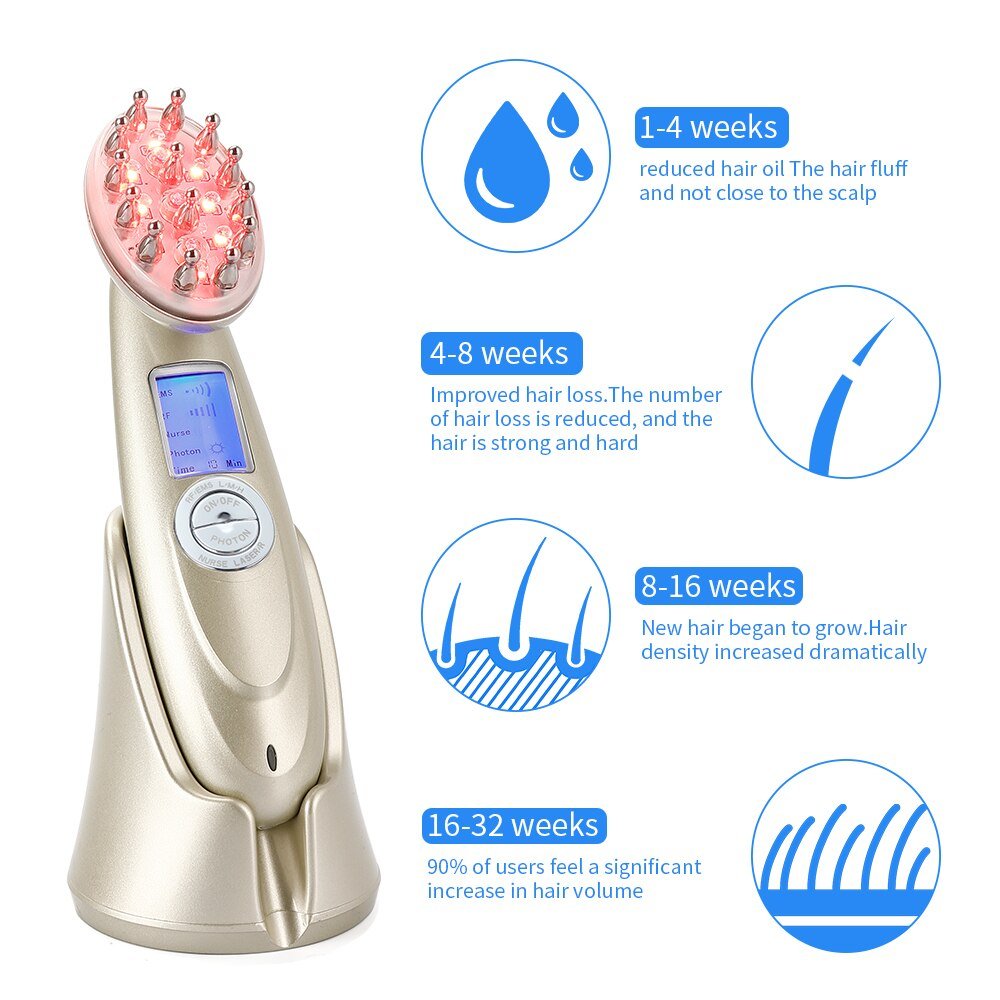 Electric Laser Hair Growth Comb Infrared EMS RF Vibration Massager Microcurrent Hair Care Hair Loss Treatment - Wow Store