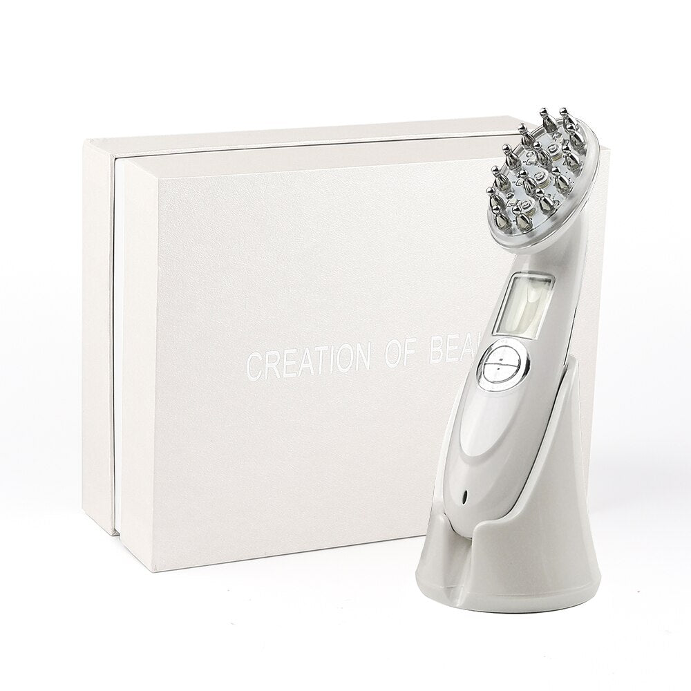 Electric Laser Hair Growth Comb Infrared EMS RF Vibration Massager Microcurrent Hair Care Hair Loss Treatment - Wow Store
