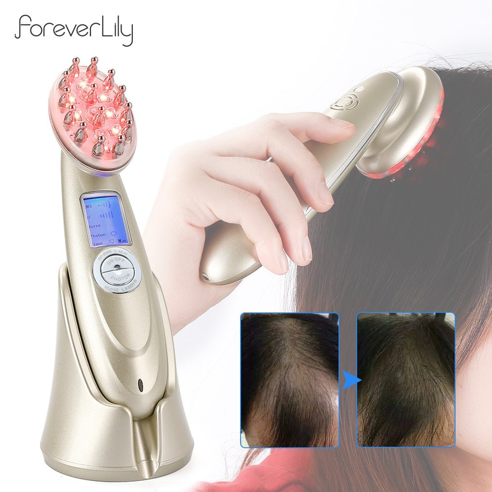Electric Laser Hair Growth Comb Infrared EMS RF Vibration Massager Microcurrent Hair Care Hair Loss Treatment - Wow Store