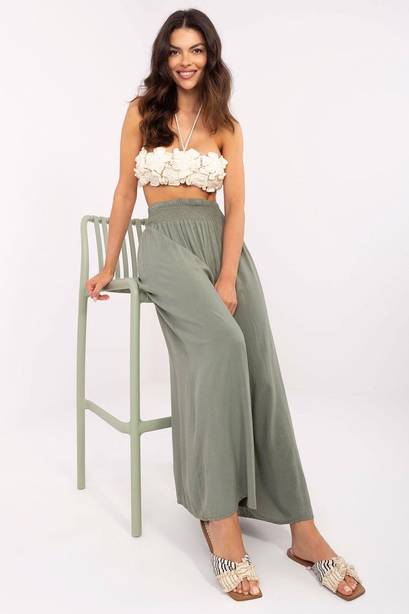 Elegant Wide - Leg Viscose Trousers 210680 - Och Bella | Wow Store - Wow Store