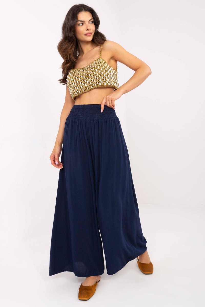 Elegant Wide - Leg Viscose Trousers 210680 - Och Bella | Wow Store - Wow Store