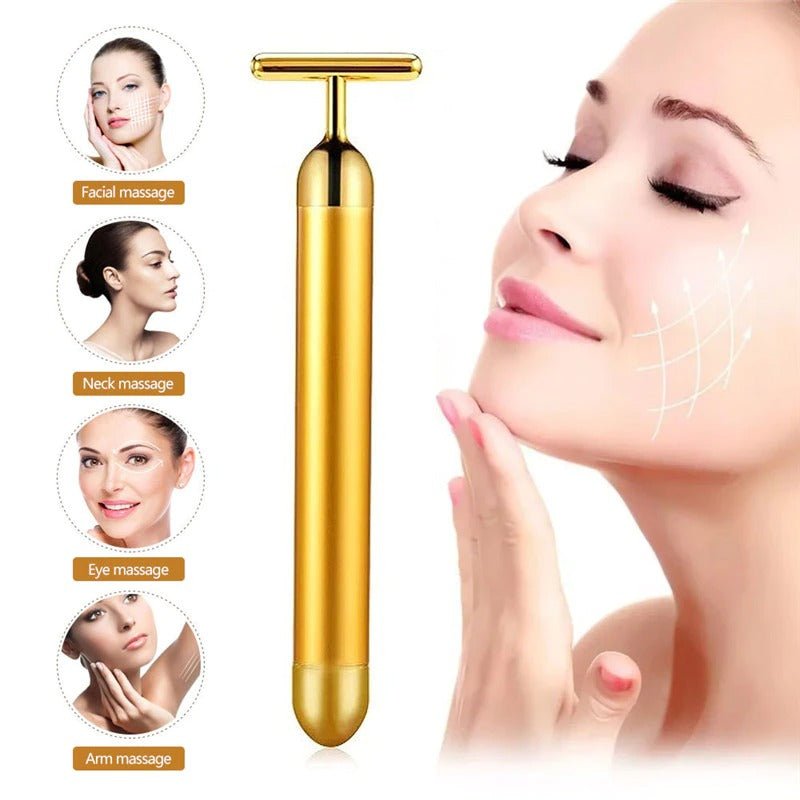 Energy 24K Gold T Beauty Bar Facial Roller Massager - Wow Store