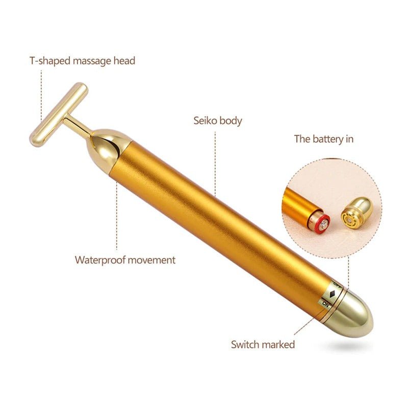 Energy 24K Gold T Beauty Bar Facial Roller Massager - Wow Store