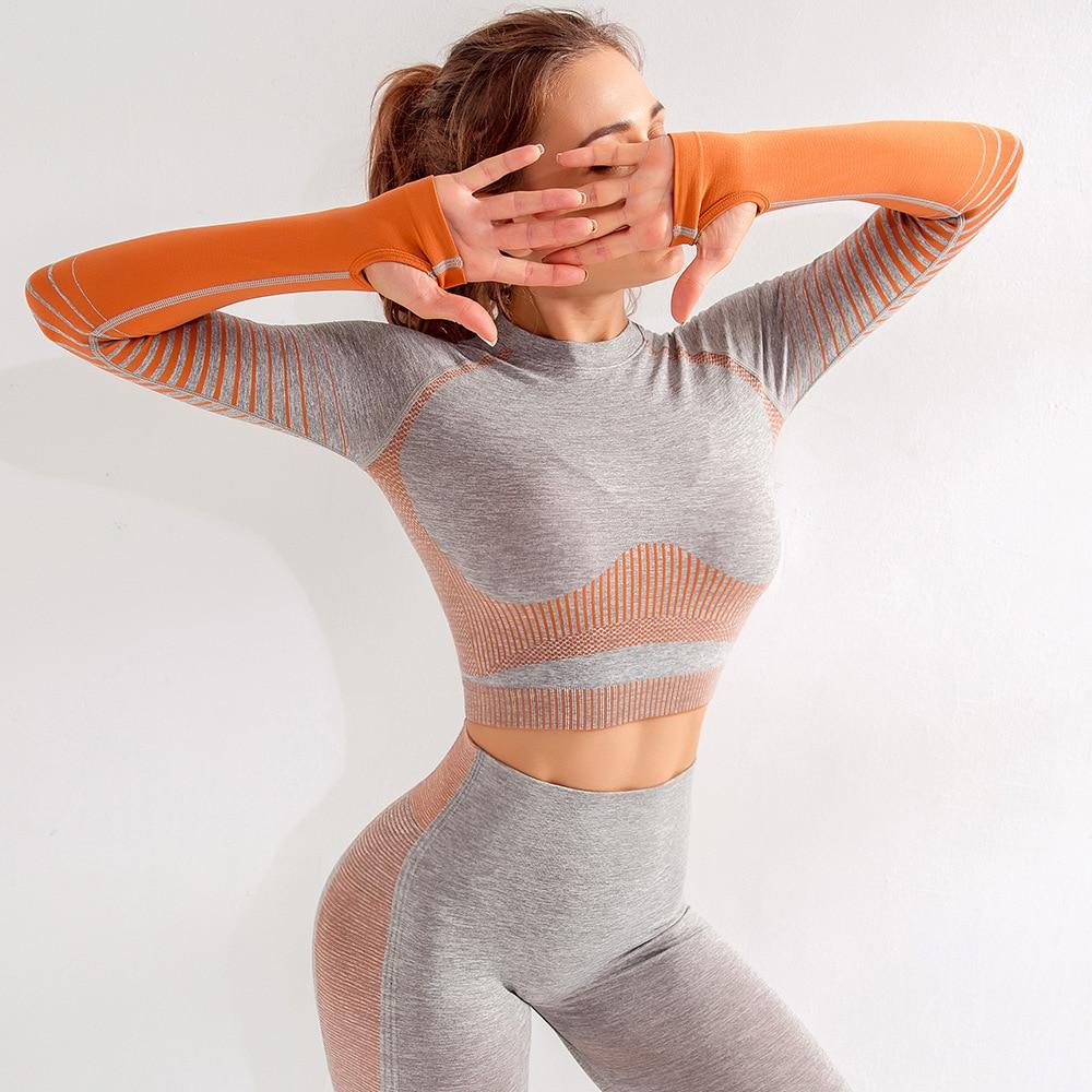 EP Sport Seamless Yoga Set in Nude - Long Sleeve Workout Set with Moisture-Wicking Performance - Wow Store