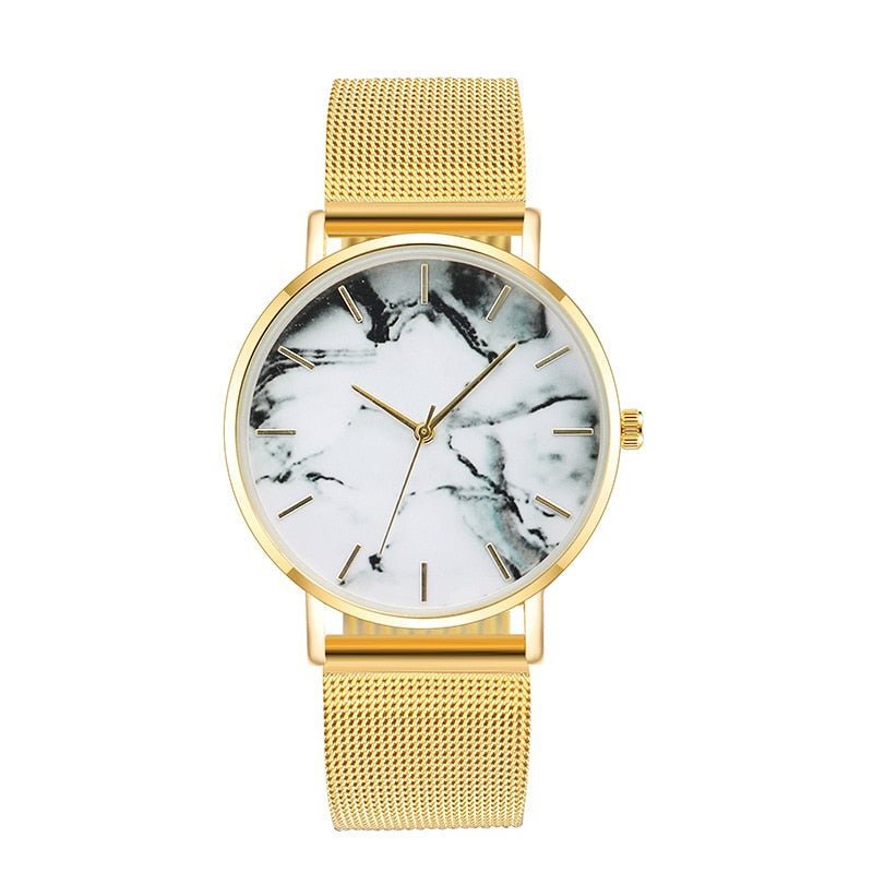 Fashion Rose Gold Mesh Band Creative Marble Female Wrist Watch Luxury Women Quartz Watches Gifts Relogio Feminino - Wow Store