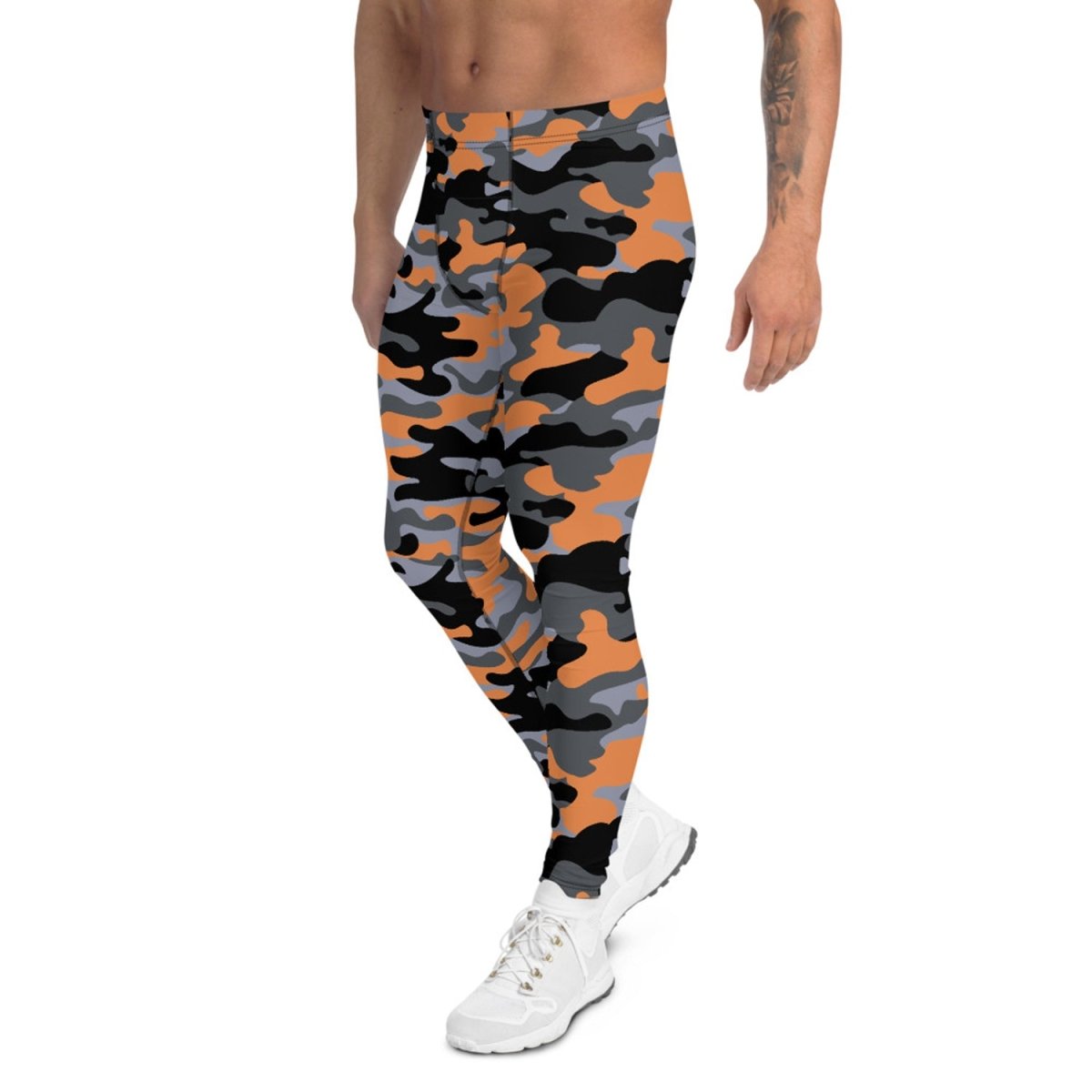 Gray and Orange Camo Leggings for Men | Wow Store - Wow Store