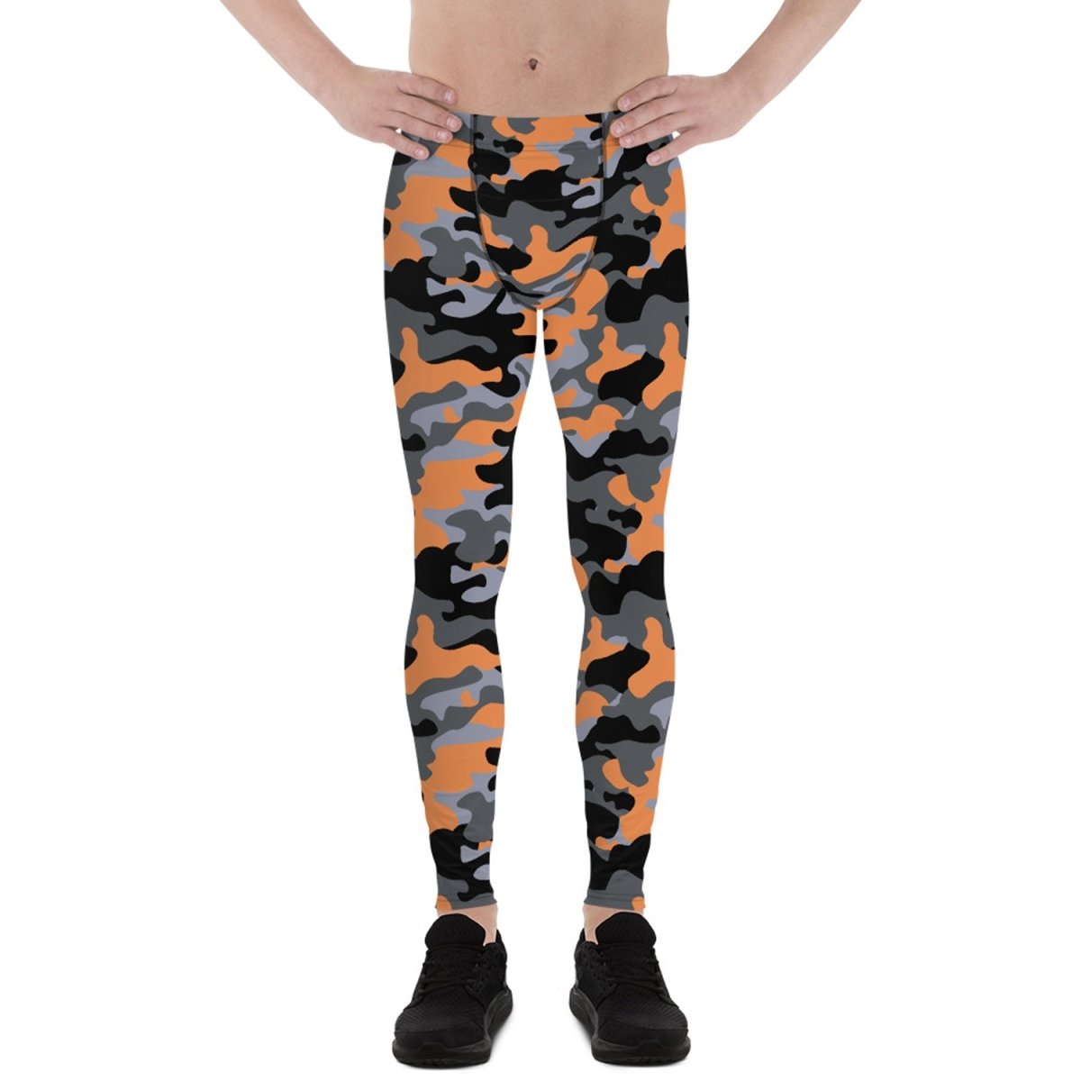 Gray and Orange Camo Leggings for Men | Wow Store - Wow Store
