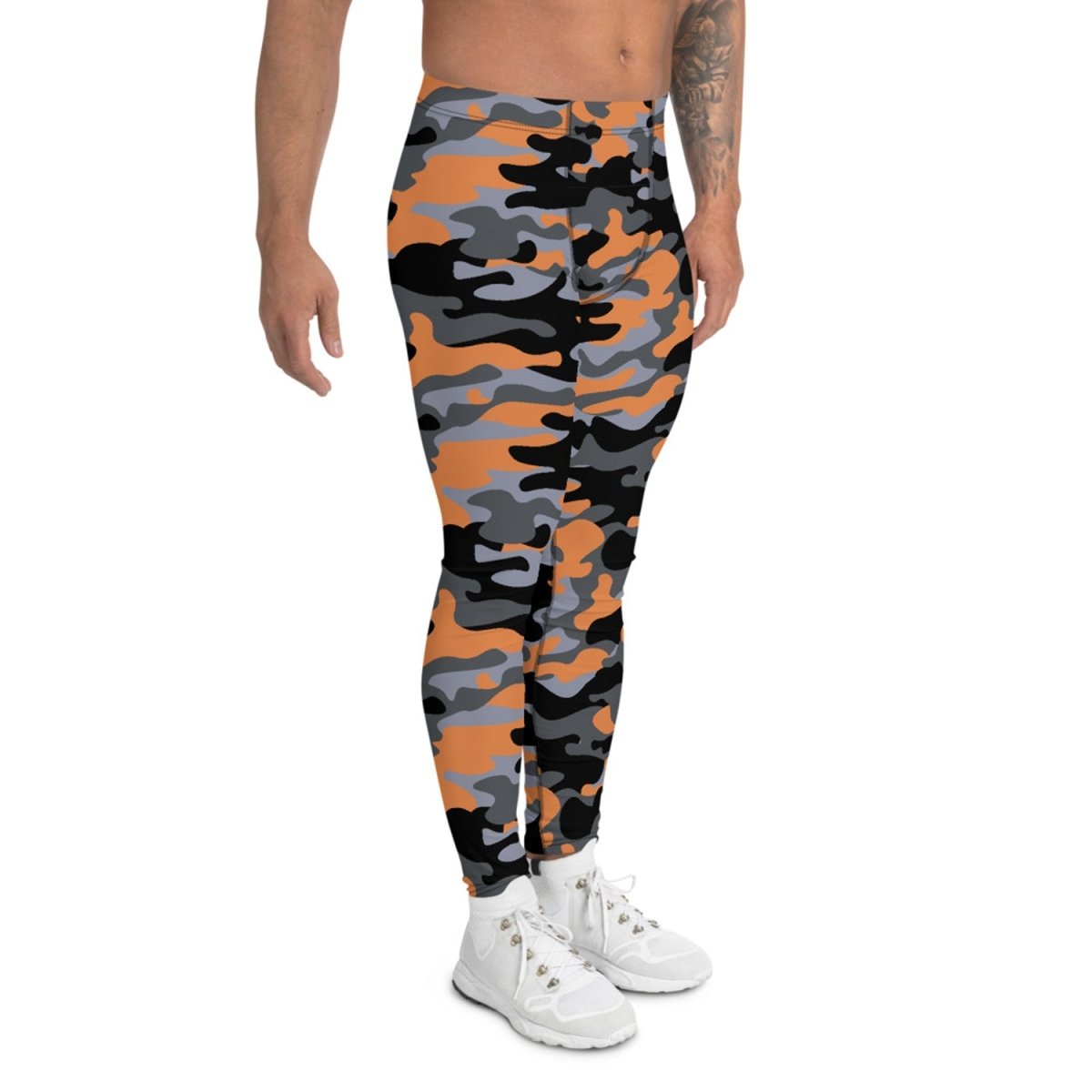 Gray and Orange Camo Leggings for Men | Wow Store - Wow Store