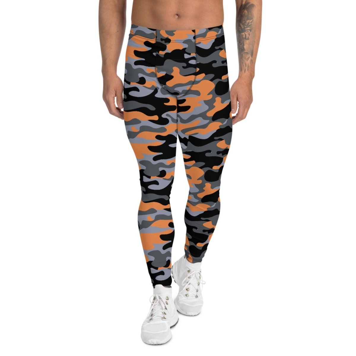 Gray and Orange Camo Leggings for Men | Wow Store - Wow Store