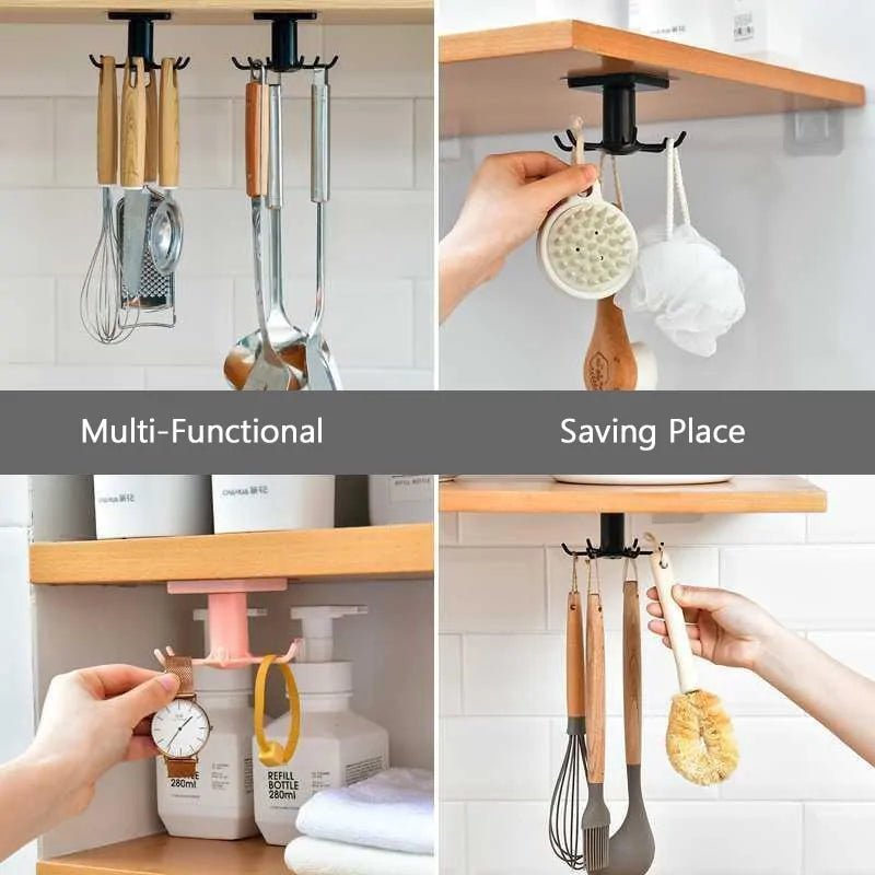 Kitchen Rotary Hook Wall Mounted Storage Rack - Wow Store