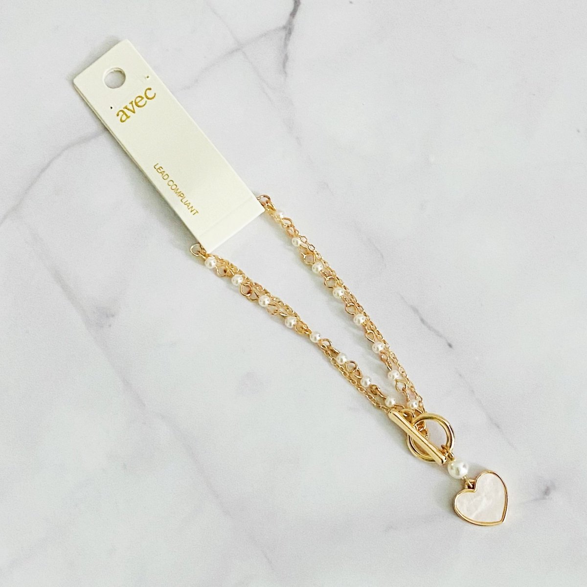 Layered Pearl Chain Heart Bracelet - Wow Store