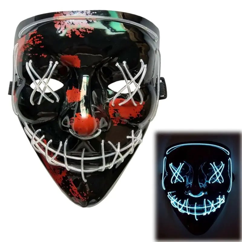LED Purge Mask: Halloween Costume DJ Party Light Up Glow - in - the - Dark - Wow Store