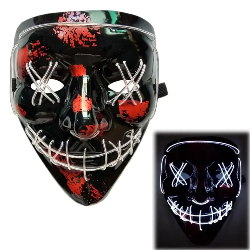 LED Purge Mask: Halloween Costume DJ Party Light Up Glow - in - the - Dark - Wow Store