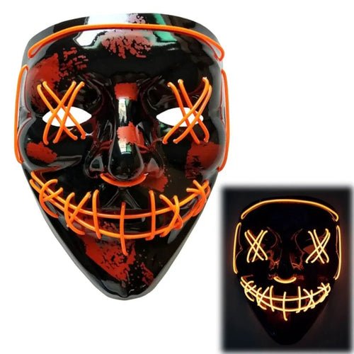 LED Purge Mask: Halloween Costume DJ Party Light Up Glow - in - the - Dark - Wow Store