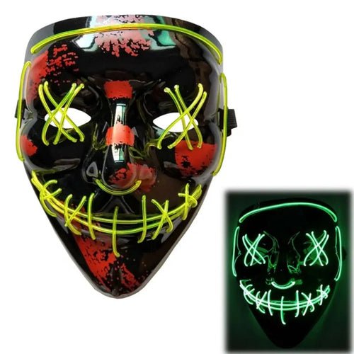 LED Purge Mask: Halloween Costume DJ Party Light Up Glow - in - the - Dark - Wow Store