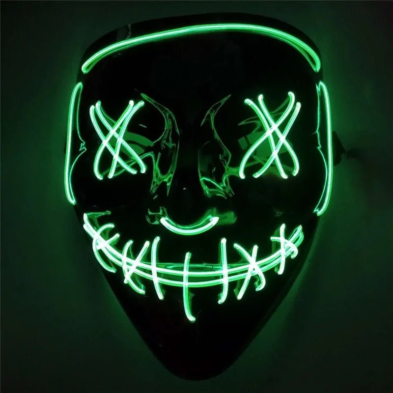 LED Purge Mask: Halloween Costume DJ Party Light Up Glow - in - the - Dark - Wow Store
