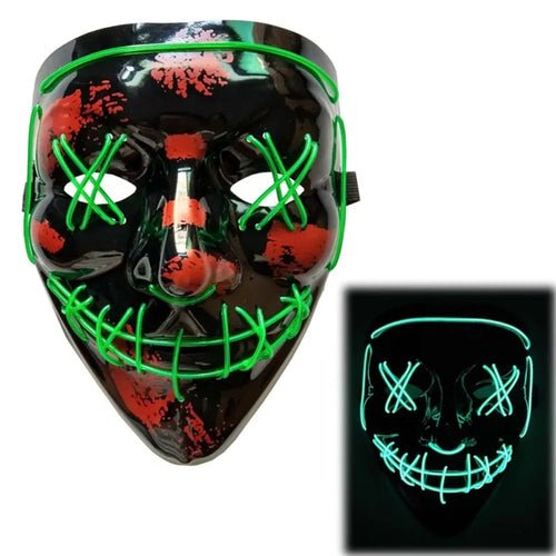 LED Purge Mask: Halloween Costume DJ Party Light Up Glow - in - the - Dark - Wow Store