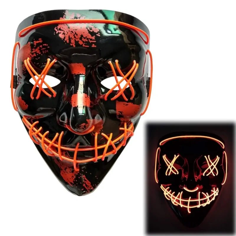 LED Purge Mask: Halloween Costume DJ Party Light Up Glow - in - the - Dark - Wow Store