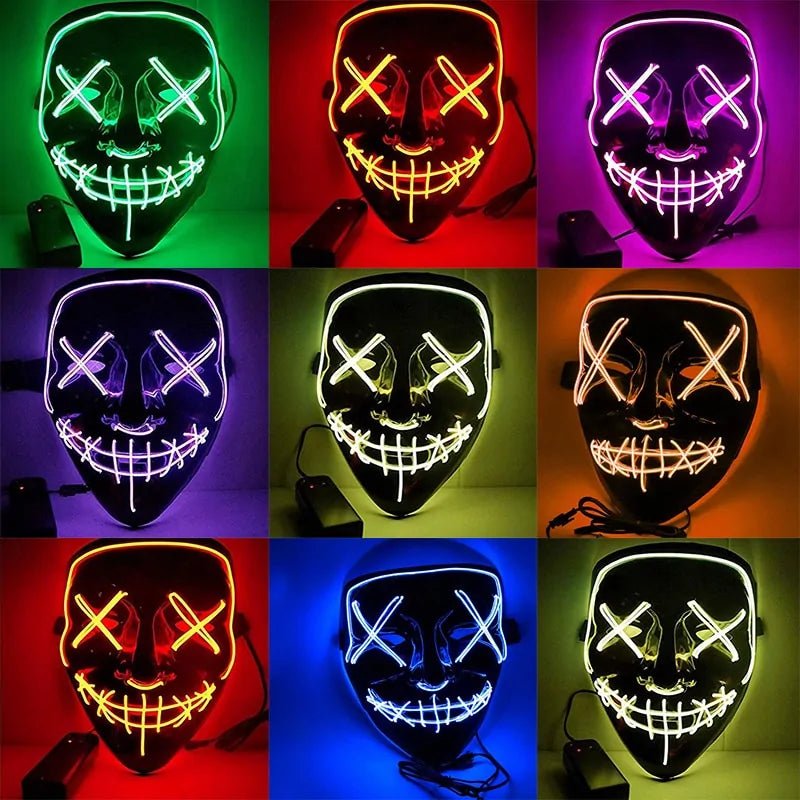 LED Purge Mask: Halloween Costume DJ Party Light Up Glow - in - the - Dark - Wow Store