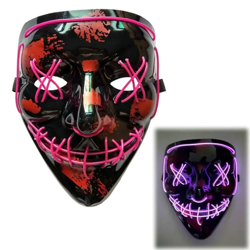 LED Purge Mask: Halloween Costume DJ Party Light Up Glow - in - the - Dark - Wow Store