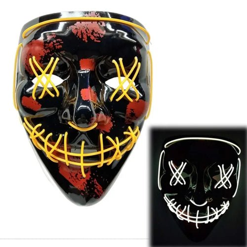 LED Purge Mask: Halloween Costume DJ Party Light Up Glow - in - the - Dark - Wow Store