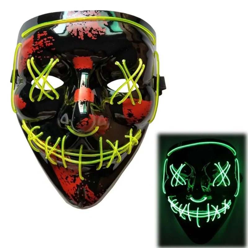 LED Purge Mask: Halloween Costume DJ Party Light Up Glow - in - the - Dark - Wow Store