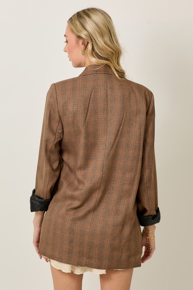 LIGHT WEIGHT PLAID BLAZER - Wow Store